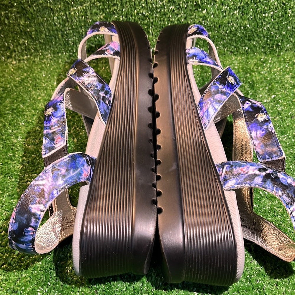 Alegria Leather Multi-strap Wedge Sandals Myka Periwinkle 38 - Picture 4 of 8